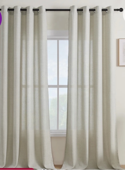 Draycott Light Filtering Semi-Sheer Faux-Linen Grommet Curtains 2 Panels Set (Set of 2)