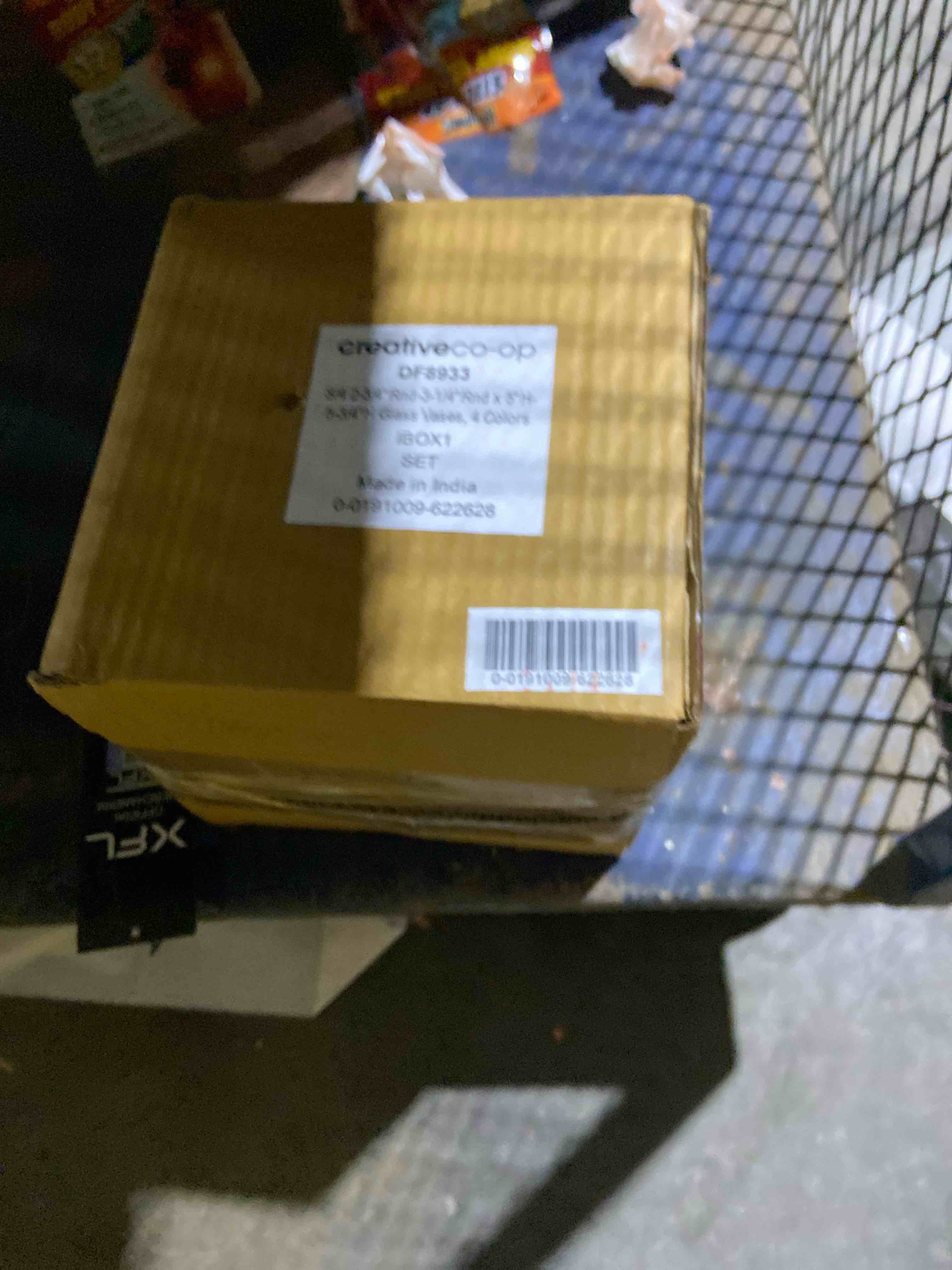 Condition photo showing New/Like New for Creative Co-Op Various Embossed Reclaimed Glass Vases  Multicolor  Set of 4