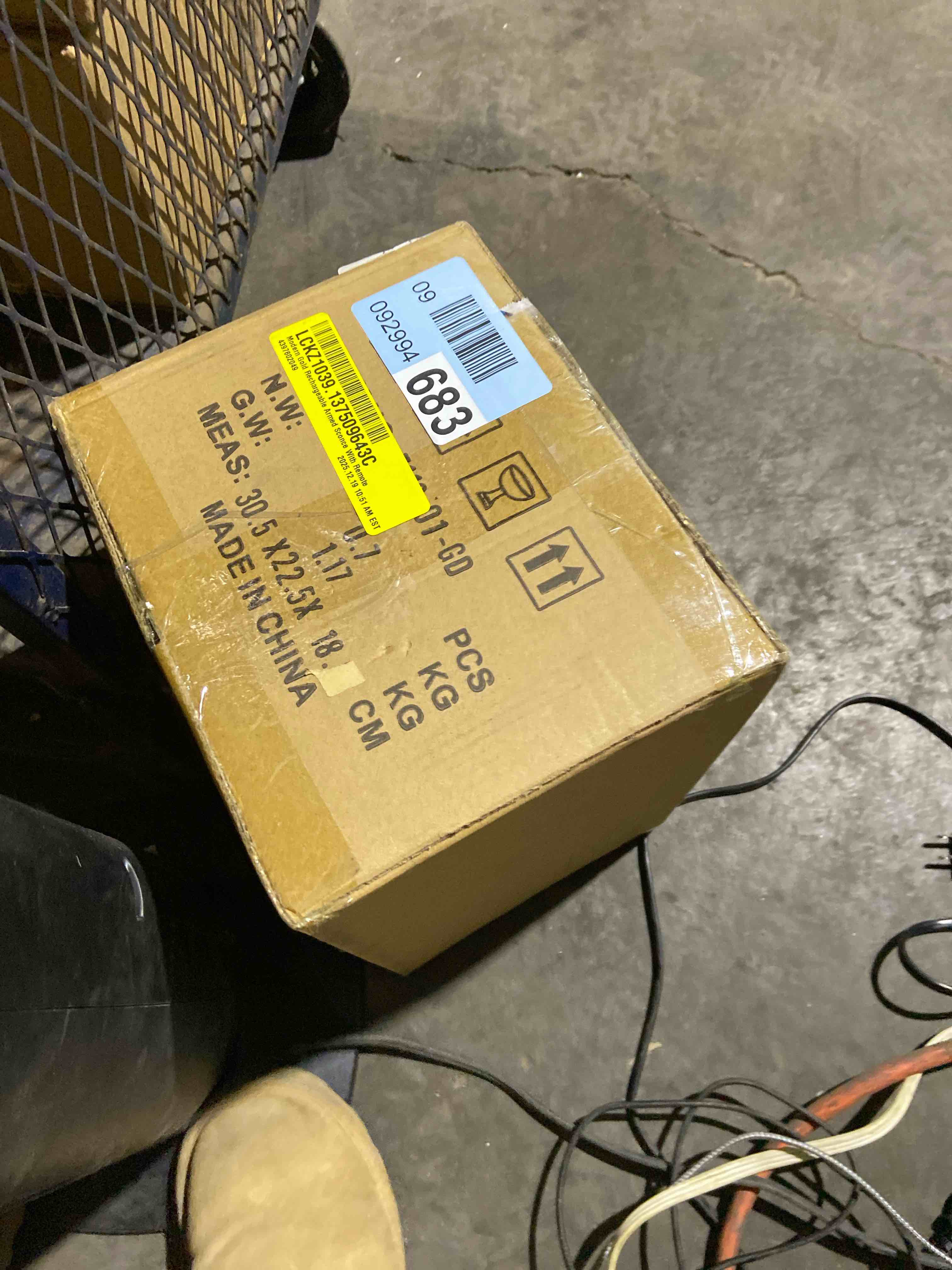 Condition photo showing New/Like New for Modern Gold Rechargeable Armed Sconce With Remote & Bulb