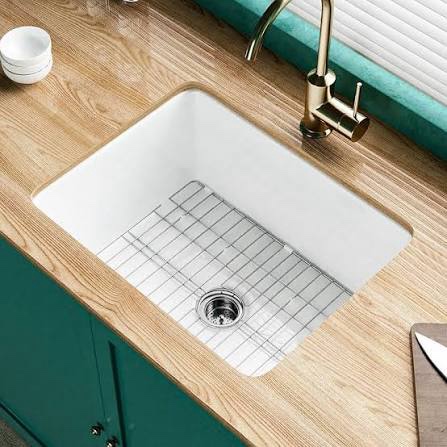 Kuomih Small Fireclay Bar Sink Drop In 17.5 Inch - Dual Mount Heavy Duty White Undermunt Kitchen Sink Single Bowl for Kitchen, White, NO Faucet Hole