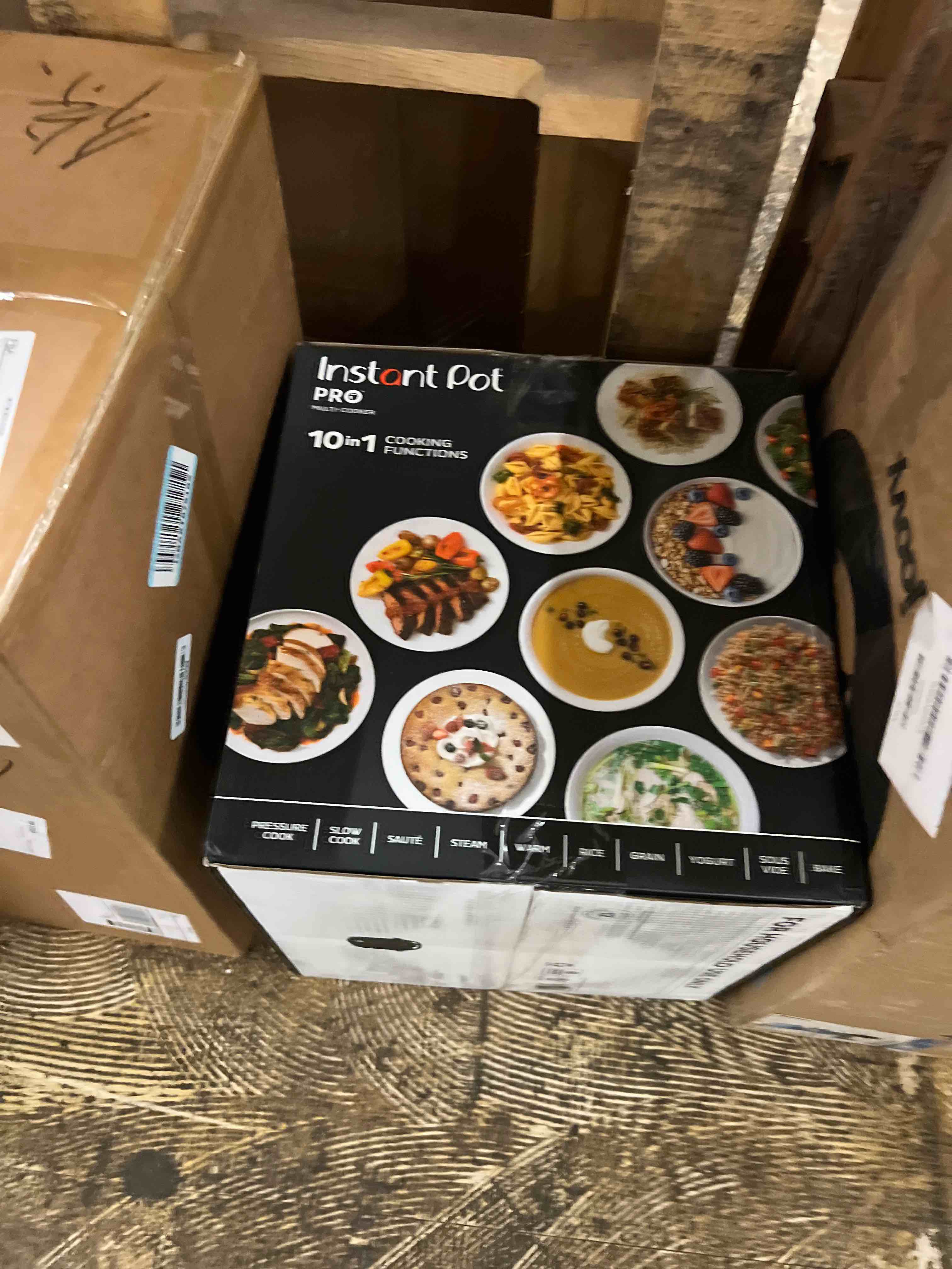 Condition photo showing New/Like New for Instant Pot Pro 10-in-1 Pressure Cooker, Slow Cooker, Rice/Grain Cooker, Steamer, Sauté, Sous Vide, Yogurt Maker, Sterilizer, and Warmer, Includes App With Over 800 Recipes, Black, 6 Quart 6 Quarts