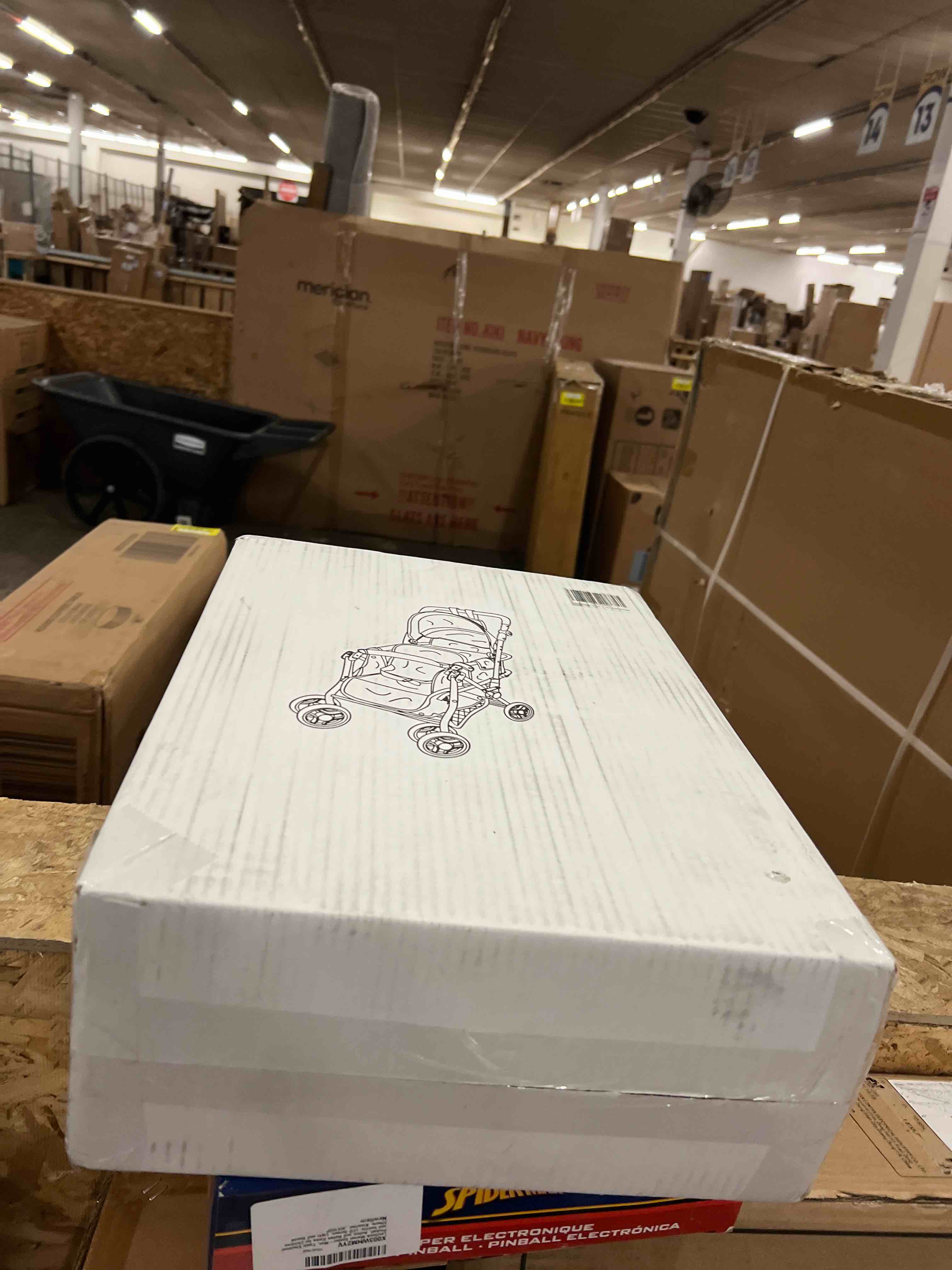 Condition photo showing New/Like New for Twin Doll Stroller with Diaper Bag and Swivel Wheels & Adjustable Handle - Pink & Polka Dot Design