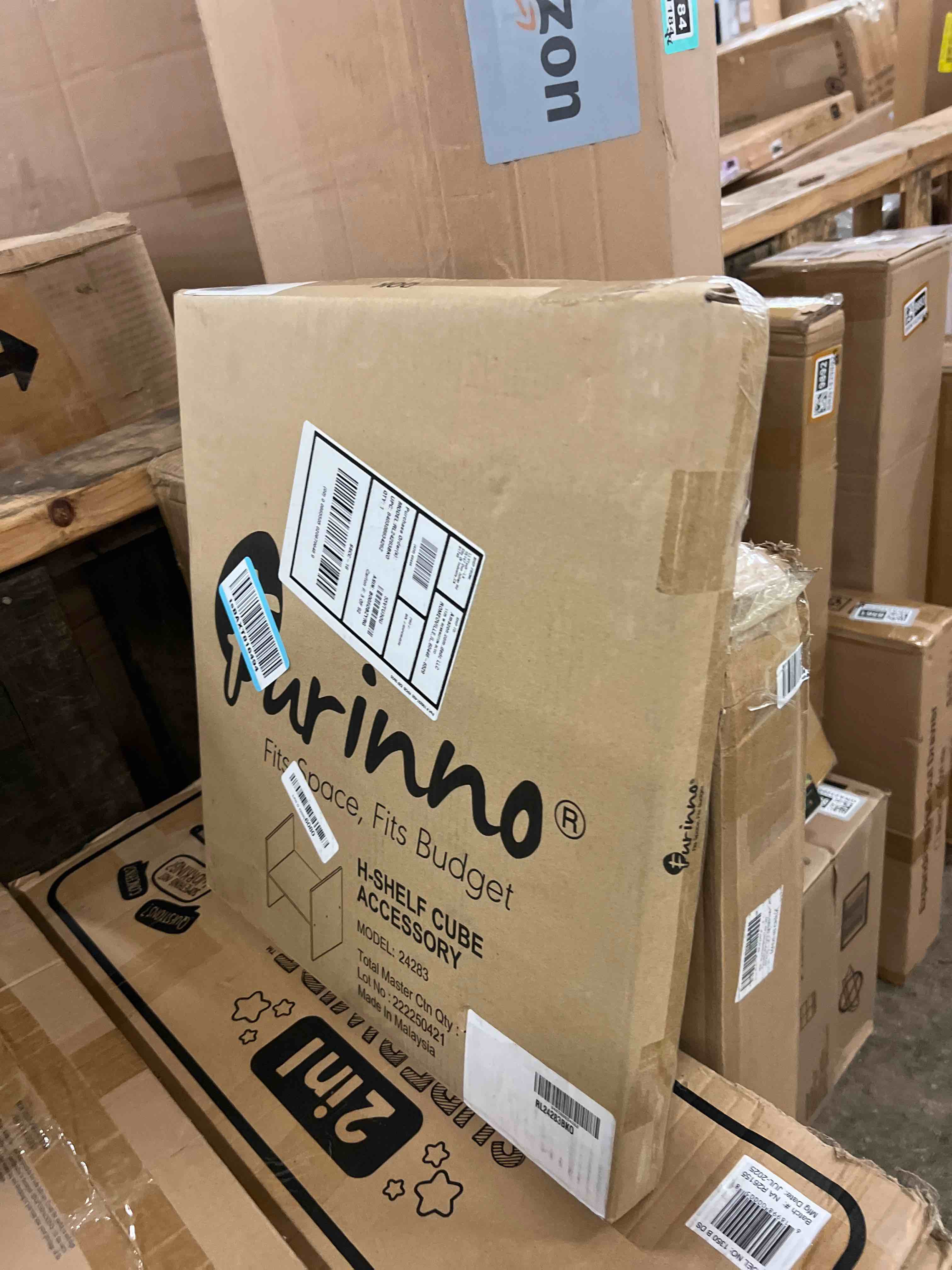 Condition photo showing New/Like New for Furinno Cubicle Cube Insert, H-Shelf Cube Organizer, 2-Tier Shelf Dividers, Fits into Furinno Extra Thick Cubes, for Organizers and Storage, Black Oak (Does not fit IKEA Kallax Shelving)