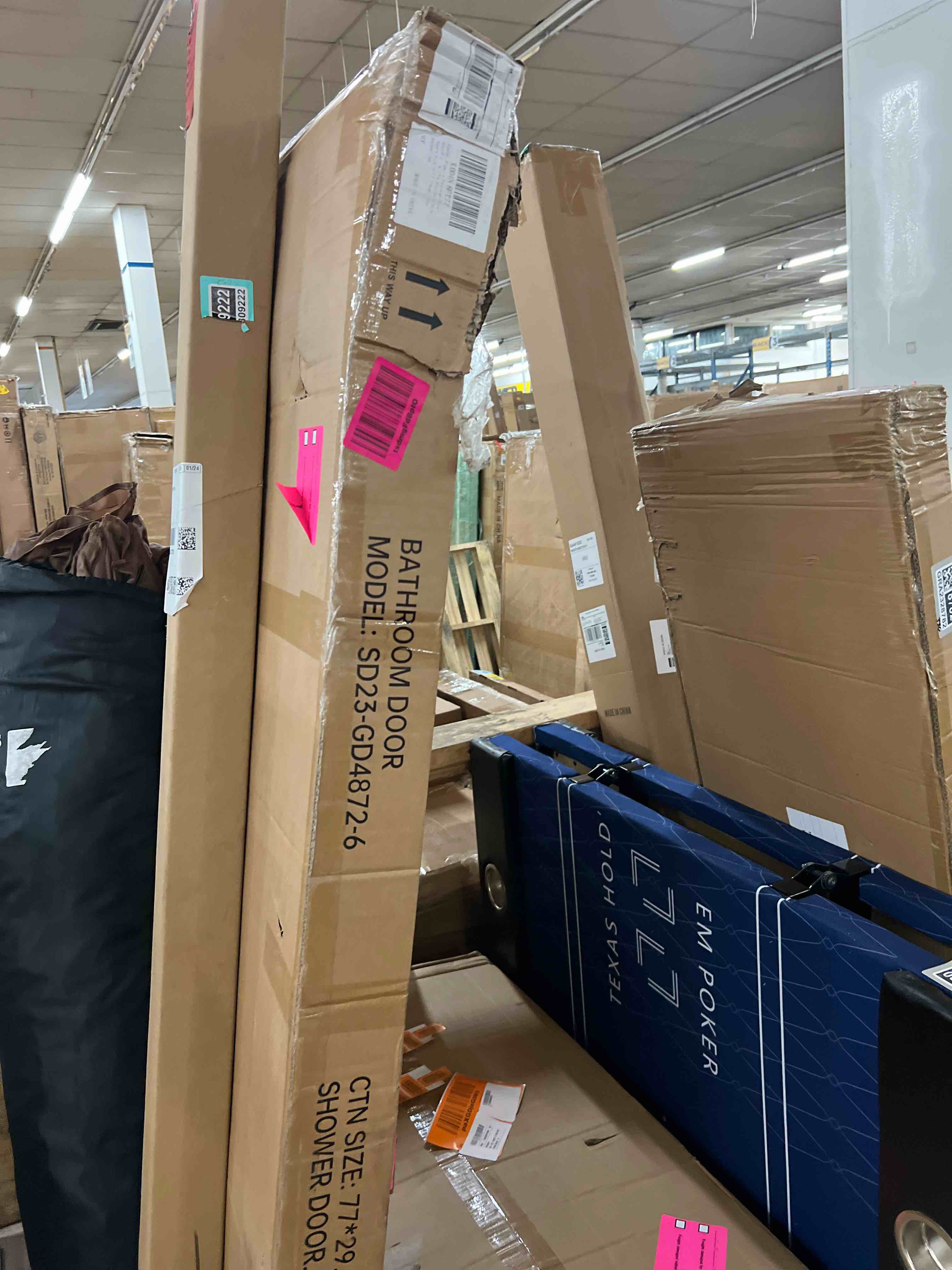 Condition photo showing New/Like New for Frameless Pivot Glass Shower Door 48" W × 72" H, Pivot Swing Shower Door with 1/4" SGCC Tempered Glass, Brushed Gold