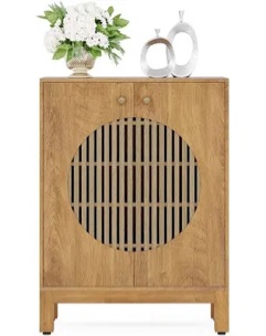 29" W Farmhouse Sideboard Buffet Cabinet With Louvred Doors