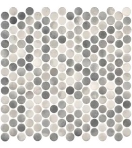 Pixie 3/4-in. Penny Round Fabric Look Matte Glass Wall & Floor Moss