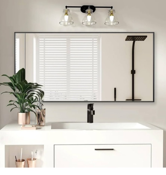 Allied Brass WP-92-PNK Frameless Rectangular Tilt Mirror with Beveled Edge, Pink