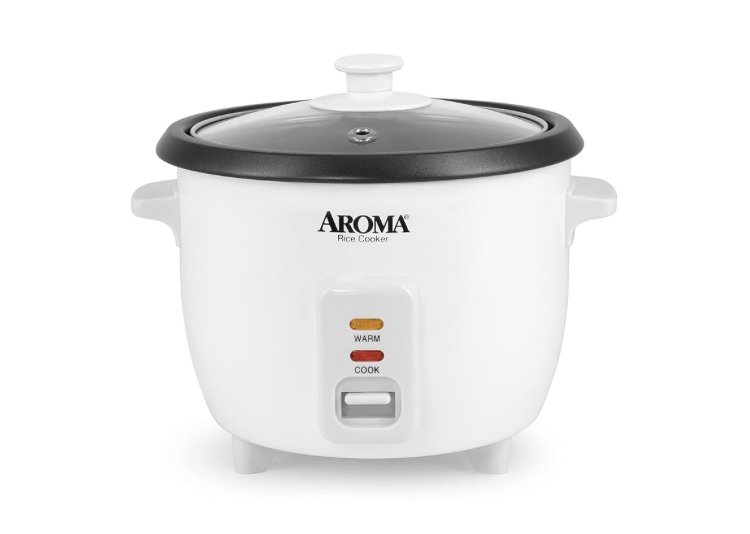 Aroma Housewares Aroma 6-cup (cooked) 1.5 Qt. One Touch Rice Cooker, White (ARC-363NG), 6 cup cooked/ 3 cup uncook/ 1.5 Qt.