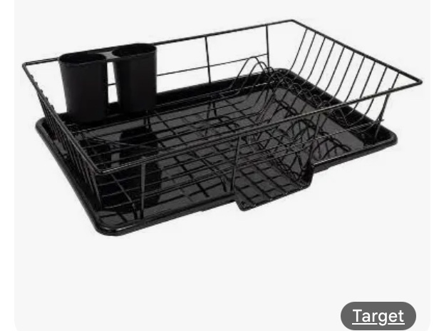 Farberware 3-Piece Large Dishrack Set, Rust-Resistant with Removable Flatware Holder, Gray