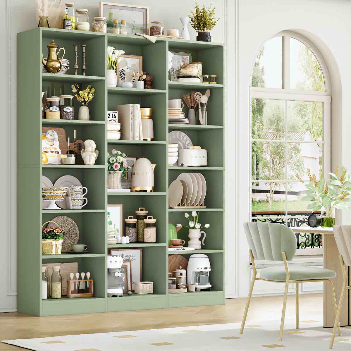 Incomplete! Shelves only! Wakil 74"H X 59"W 6-Tier Large Wood Storage Bookcase By Ebern Designs