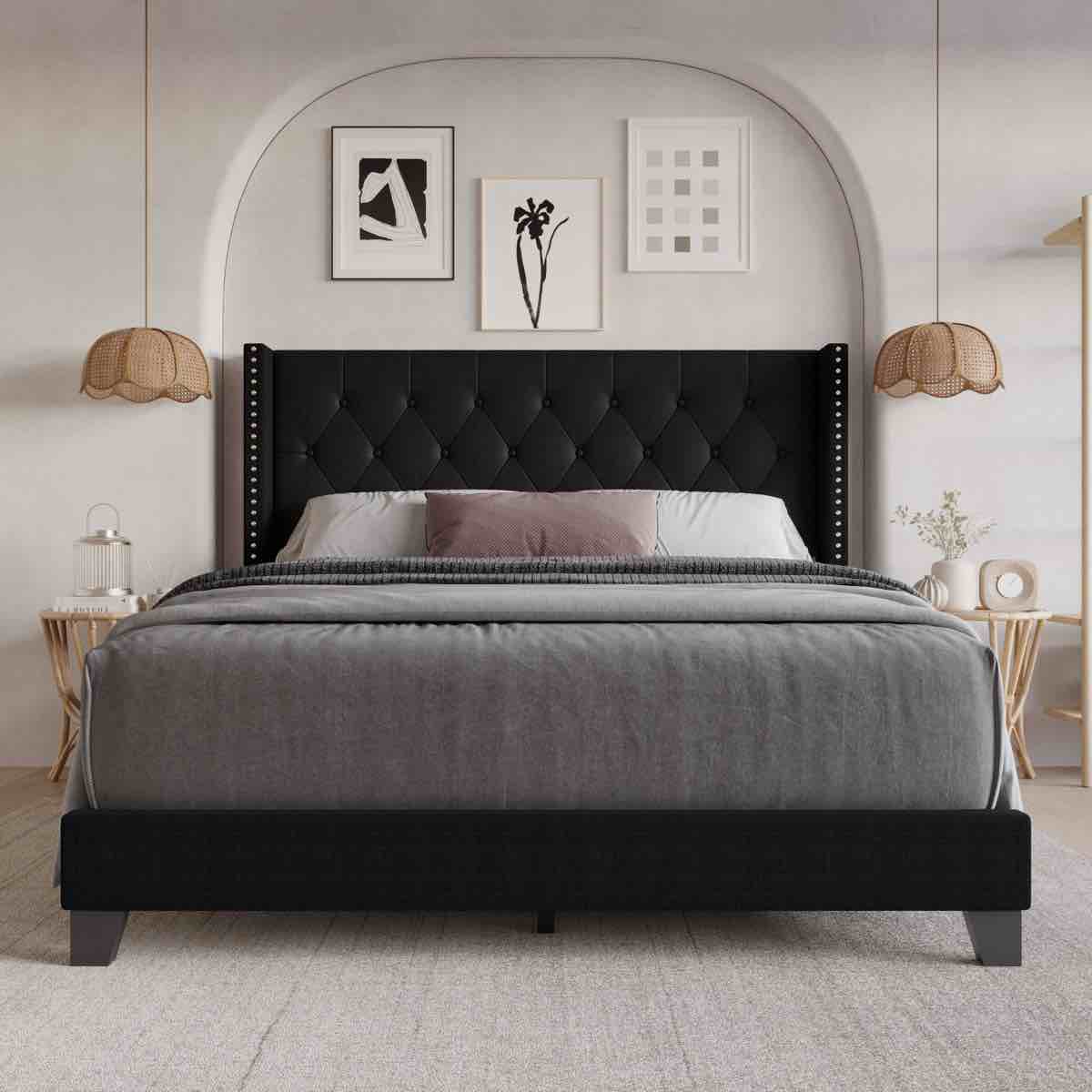 Queen Ameire Upholstered Wingback Bed By Lark Manor