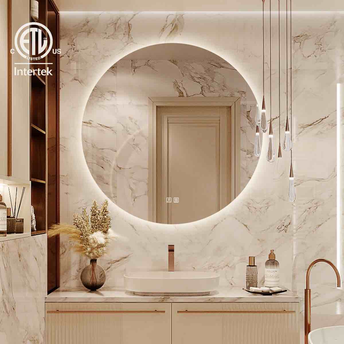 Naliyah Round Frameless Lighted Bathroom/Vanity Mirror Dimmable Anti-Fog Wall Mounted Mirror By Orren Ellis