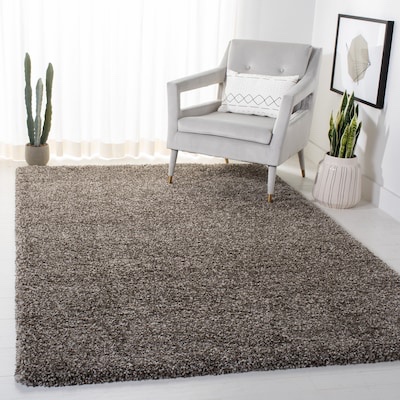 4X6 Safavieh Milan Shag 4 x 6 (ft) Loomed Polypropylene Gray Rectangular Indoor Solid