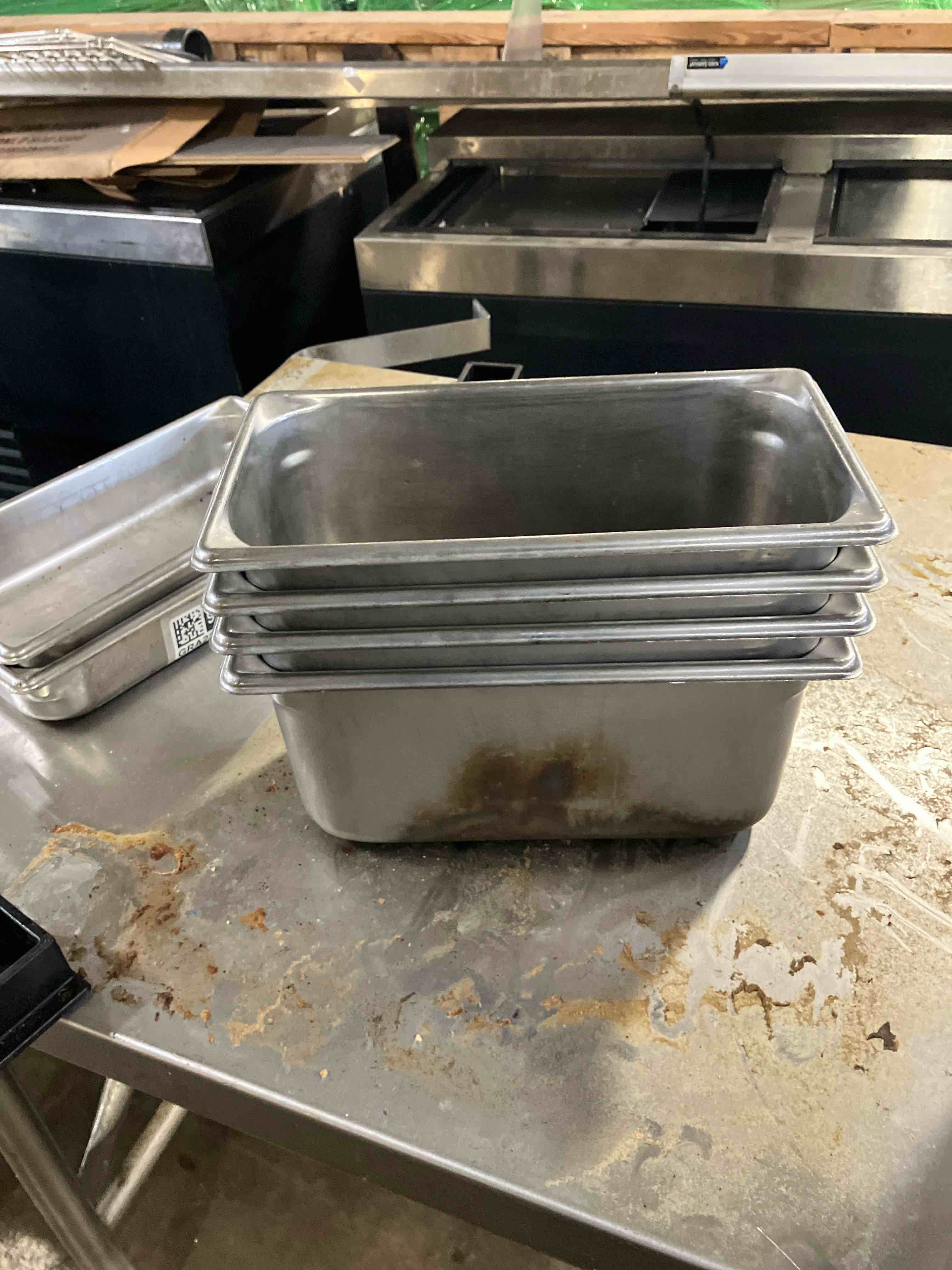 (Used) 4 Pack 1/3 Size 4" Deep Steam Table Pan, Stainless Steel Anti-Jam Steam Table Hotel Pan for Restaurant Family Events Personal Catering Use, 12.8 x 6.88 x 4 Inch