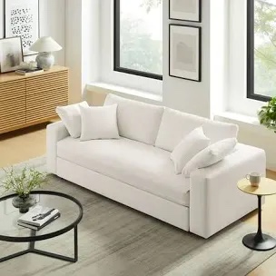 Modway Commix Down Filled Fabric Sleeper Sofa in Pure White