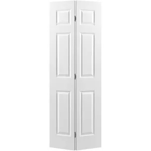 Paneled Manufactured Wood Hollow Primed Textured 6-Panel Bi-fold 
