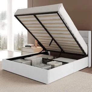 Valire Upholstered Wingback Storage Bed