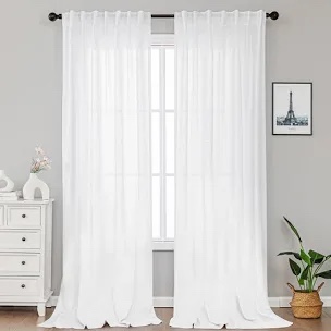 Toyoko Linen Blended Semi-Sheer Back Tab Curtain Pair (Set of 2)