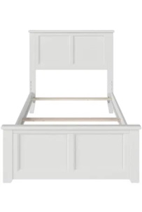 Amear Solid Wood Foundation Bed with Matching Footboard and Built-in USB Charger
