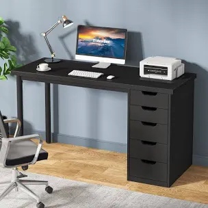 47" Computer Desk with 5 Drawers, Modern Study Table Writing Desk