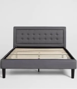 nectar bed frame & headboard - gray - queen - 8 inch legs and sturdy wooden slats for support - contemporary and durable upholstery - holds up to 700 pounds - easy assembly