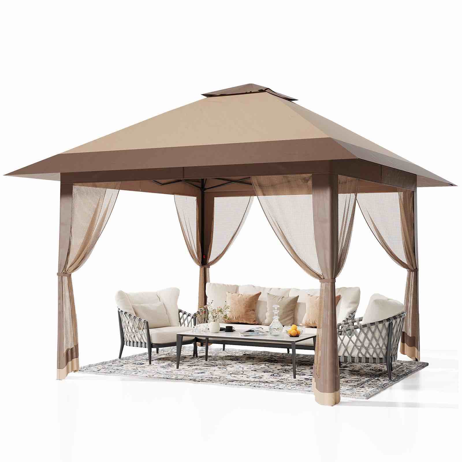Garvee 13x13ft Pop-Up Canopy Tent with Mosquito Netting, Portable Outdoor Shelte