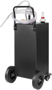vevor 30 gallon fuel caddy, gas storage tank & 4 wheels, with manuel transfer pump, gasoline diesel fuel container for cars, lawn mowers, atvs, boats, more, black