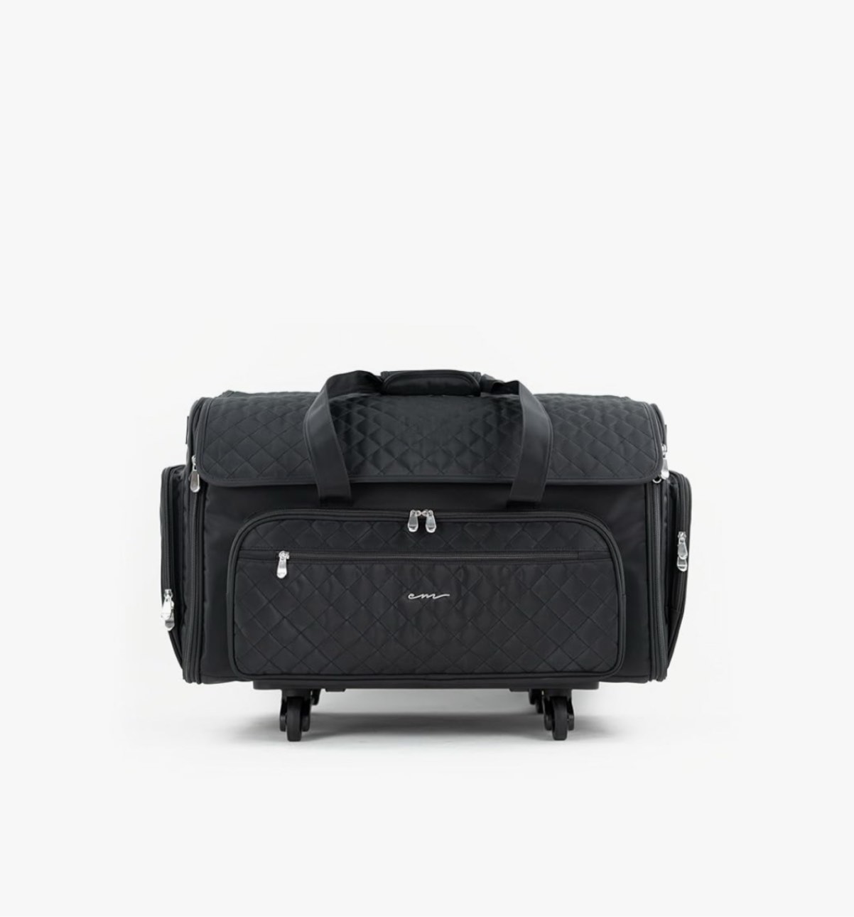 CAB55 Rolling Sewing Machine Case, Detachable Rolling Sewing Machine Carrying Case on Wheels, Trolley Tote Bag with Removable Bottom Wooden Board for Most Standard Sewing Machine and Accessories