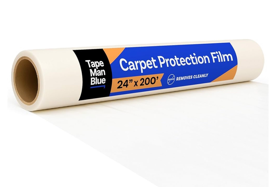 Carpet Protection Film  24 inch x 200 feet  Clear Self-Adhesive Protector Film for Carpets