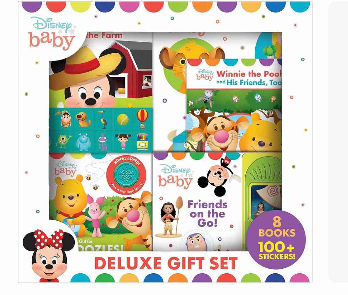 Disney Baby Mickey Mouse, Minnie, Winnie, Princess, and More! - 8-Book and 100+ Stickers! Deluxe Gift Set - Includes Sound Books, Look and Find Books, ... Perfect for Christmas and Birthdays - PI Kids