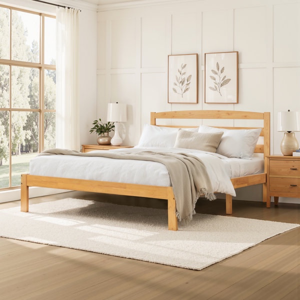 12 Inch Solid Wood Platform Bed Frame with Headboard