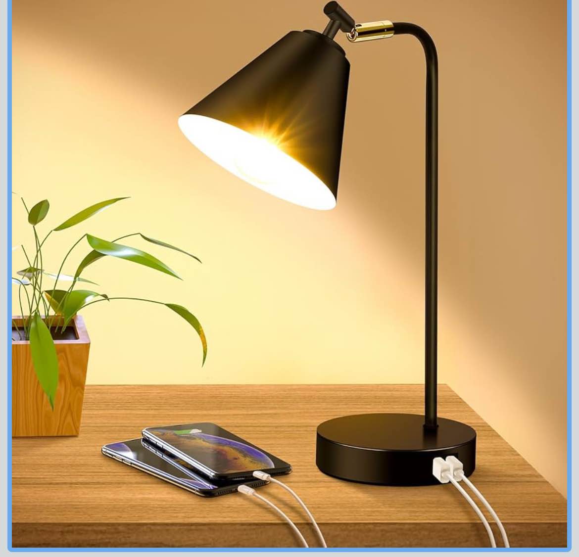 Visit the Store 4.4 4.4 out of 5 stars (1,861) Industrial Dimmable Desk Lamp with 2 USB Charging Ports AC Outlet, Touch Control Bedside Nightstand Reading Lamp Flexible Head, Black Metal Table Lamp for Bedroom Office Living Room, Bulb Included