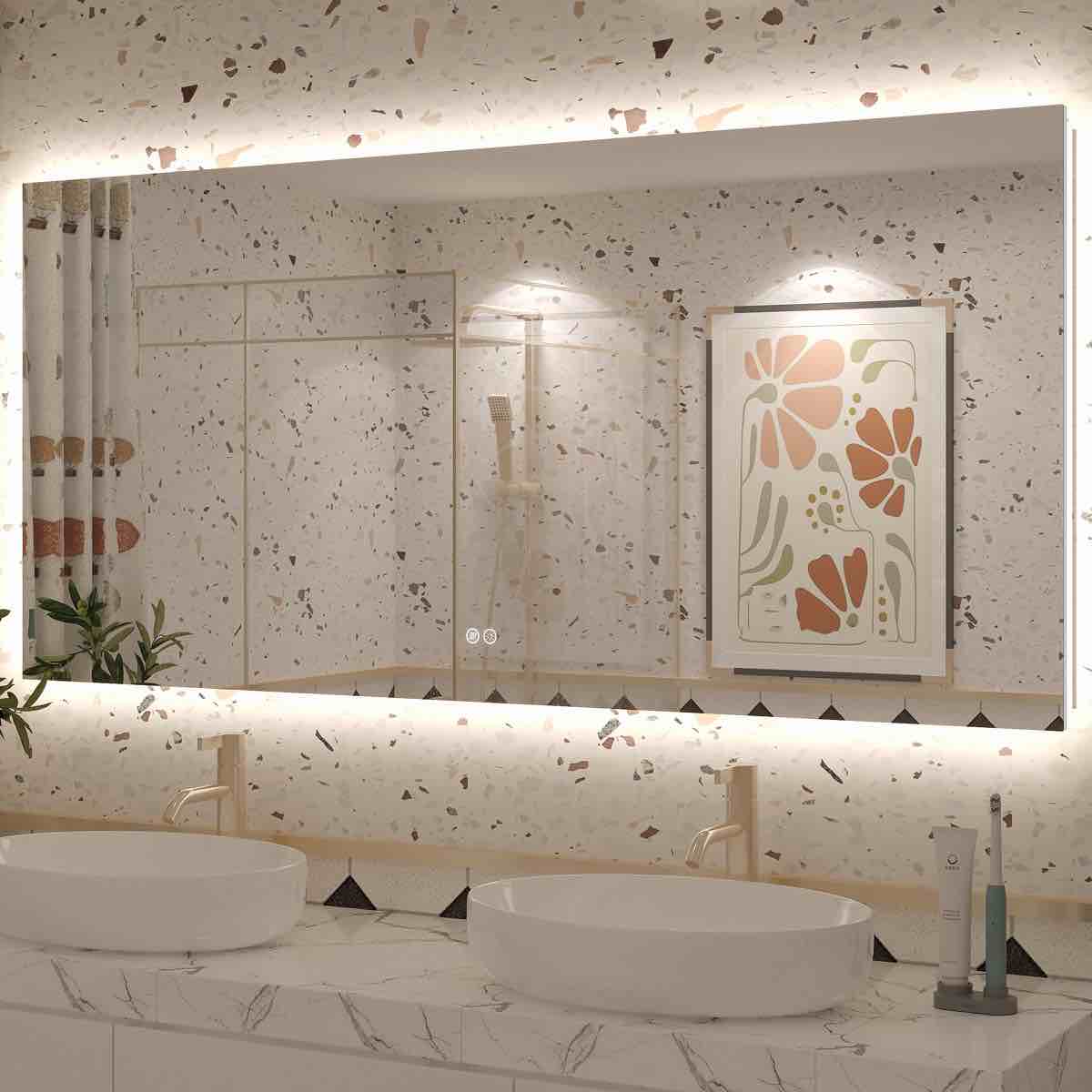 molly frameless anti-fog 3 colors dimmable led backlit wall bathr