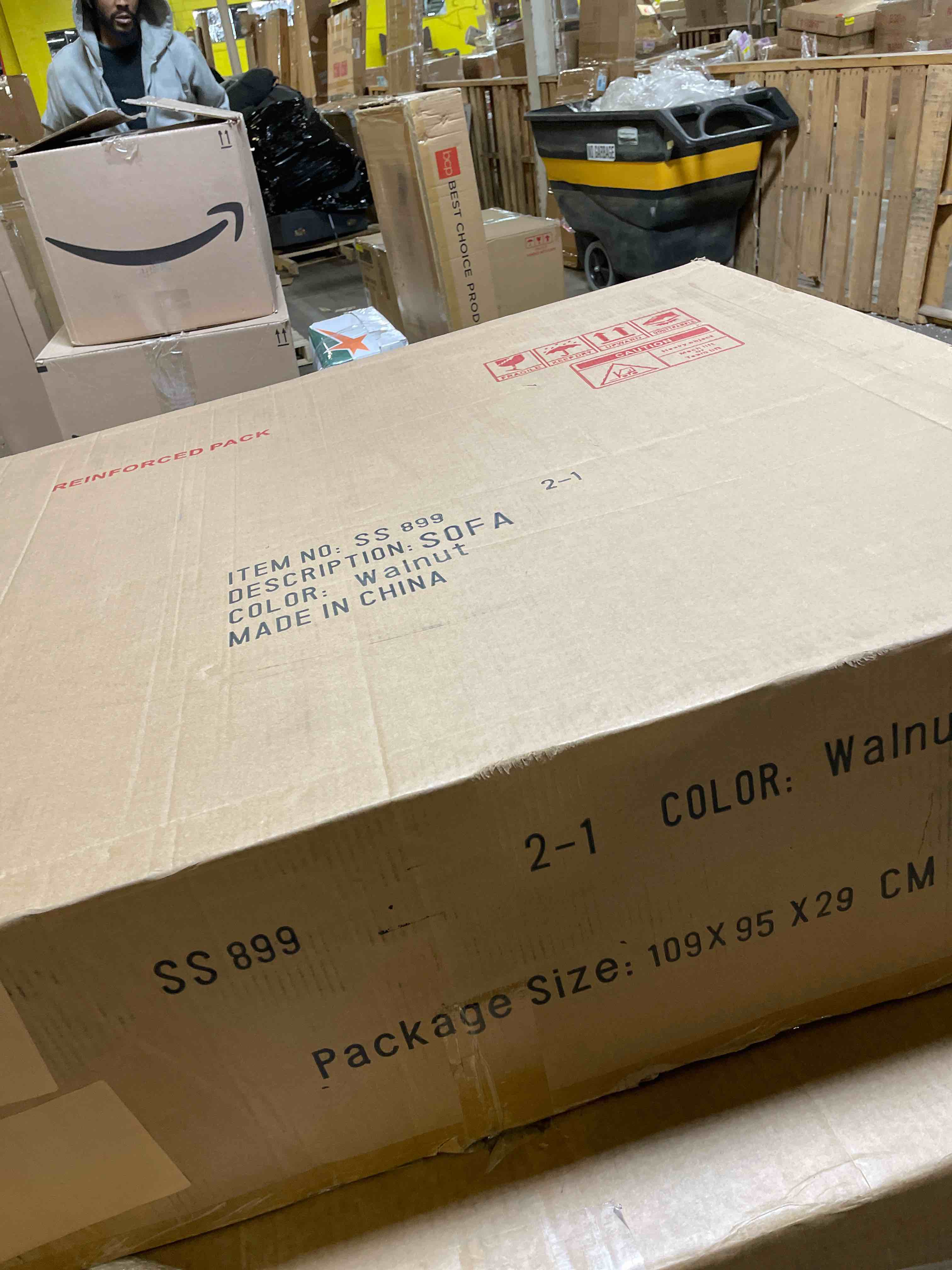 Condition photo showing As Is for (WALNUT INCOMPLETE)) Sofa Bed Wooden Frame