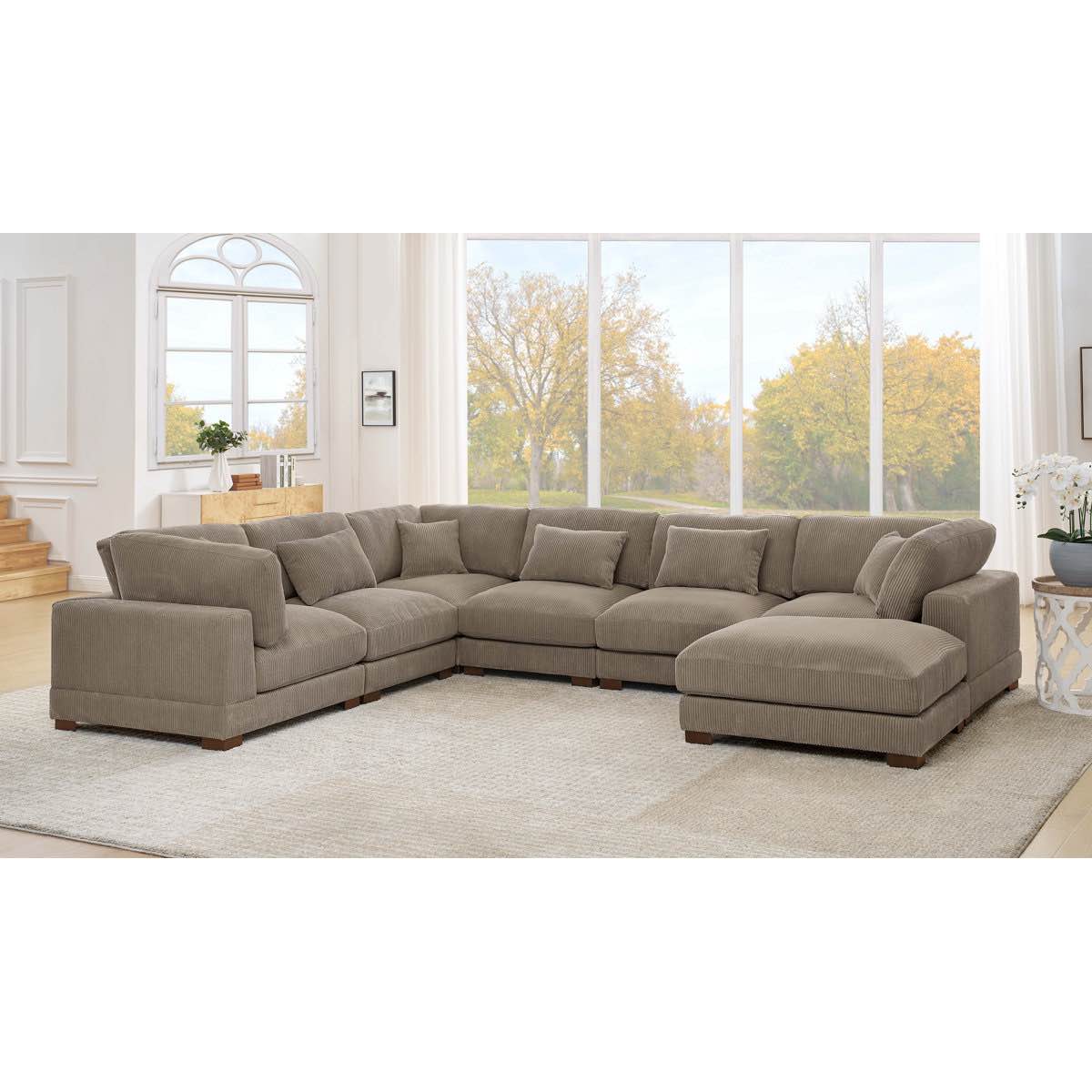 Arliz 7 - Piece 144" Wide Reversible Modular Corner Sectional with Ottoman(Incomplete Only Seat Base And Cushion) 