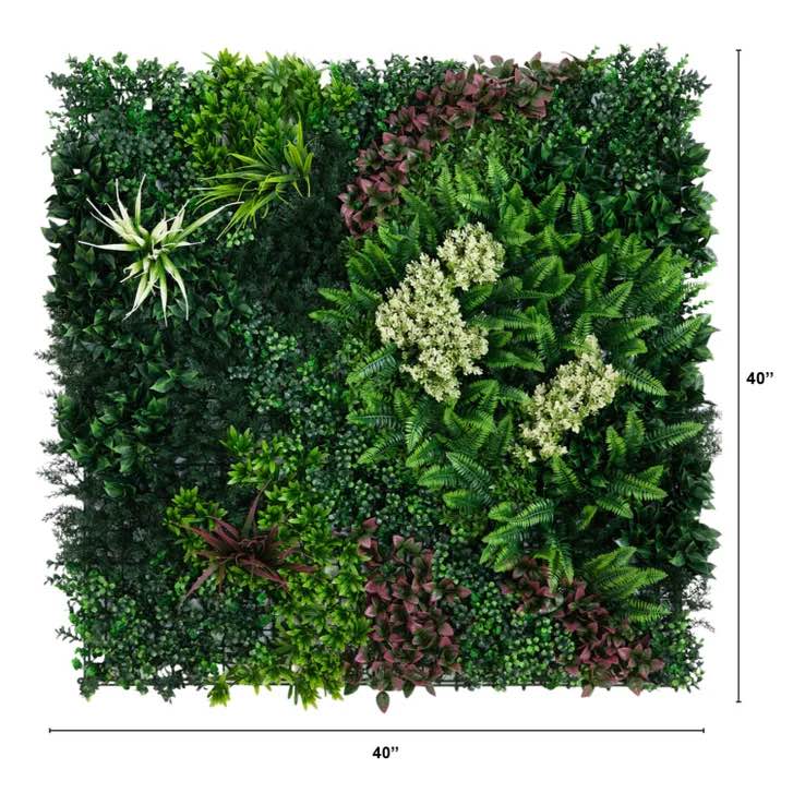 ((6pcs))Nearly Natural 40" x 40" Greens & Fern Artificial Living Wall