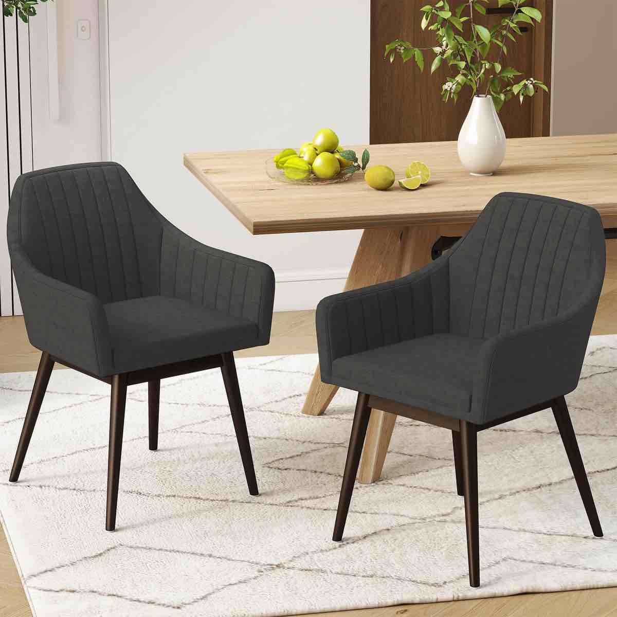 Dining Chairs Set of 2 Upholstered Accent Chairs with Comfy Padded Backrest Dark(CHAIRS ARE BROWN LEATHER )