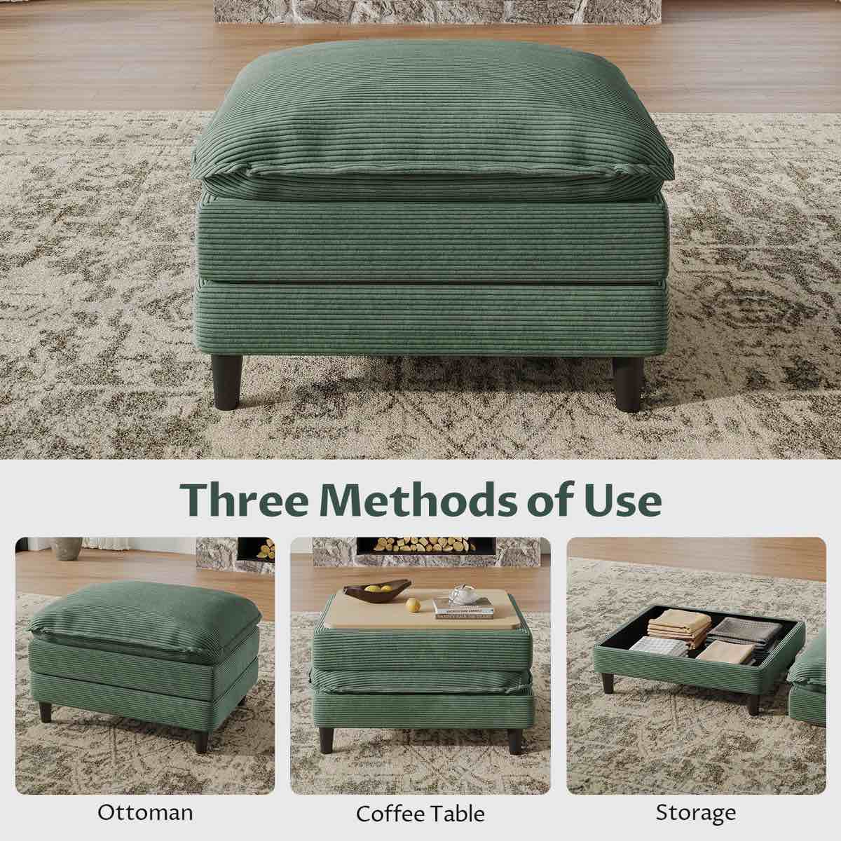 Condition photo showing New/Like New for 108'' Comfy L Shaped Sectional Modular Cloud Sofa with Ottoman, Tool-free Easy Assembly Corduroy Couch(OTTOMAN ONLY)