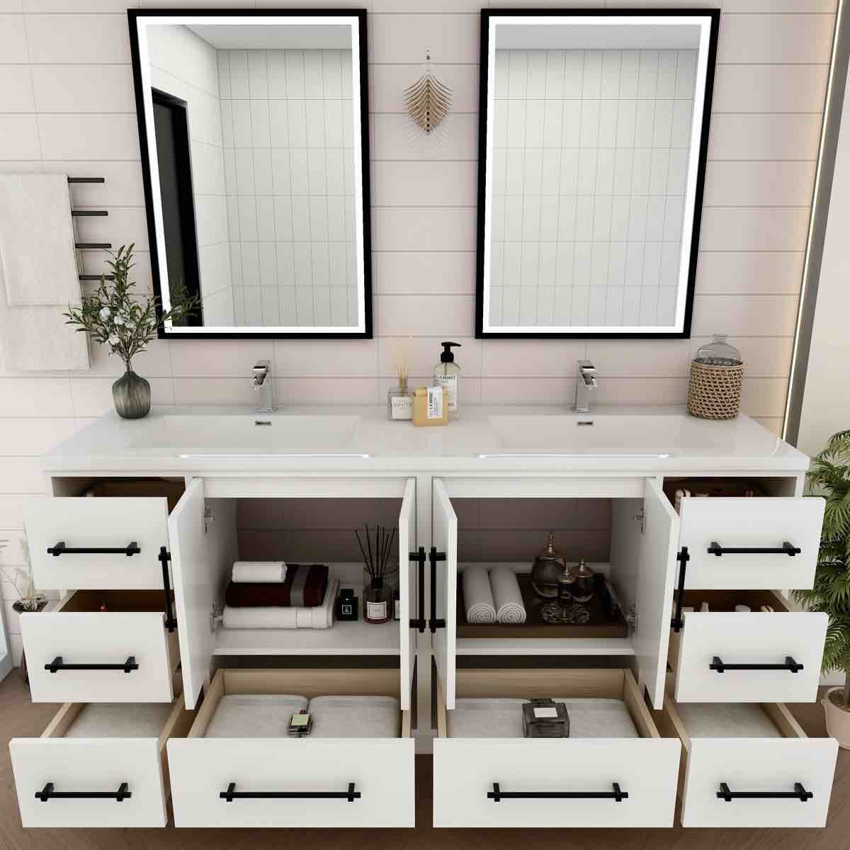 Condition photo showing New/Like New for Victoria 70.9'' Double Bathroom Vanity with Acrylic Top(Box 1 of 2)