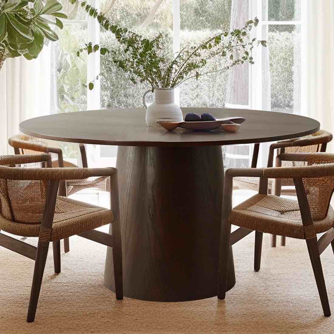 orchid 52" solid oak wood round pedestal dining table(base only)