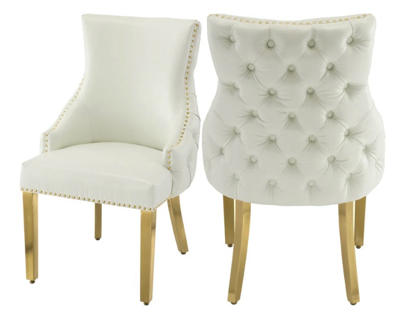 Tuft White Faux Leather Dining Chair (damaged)