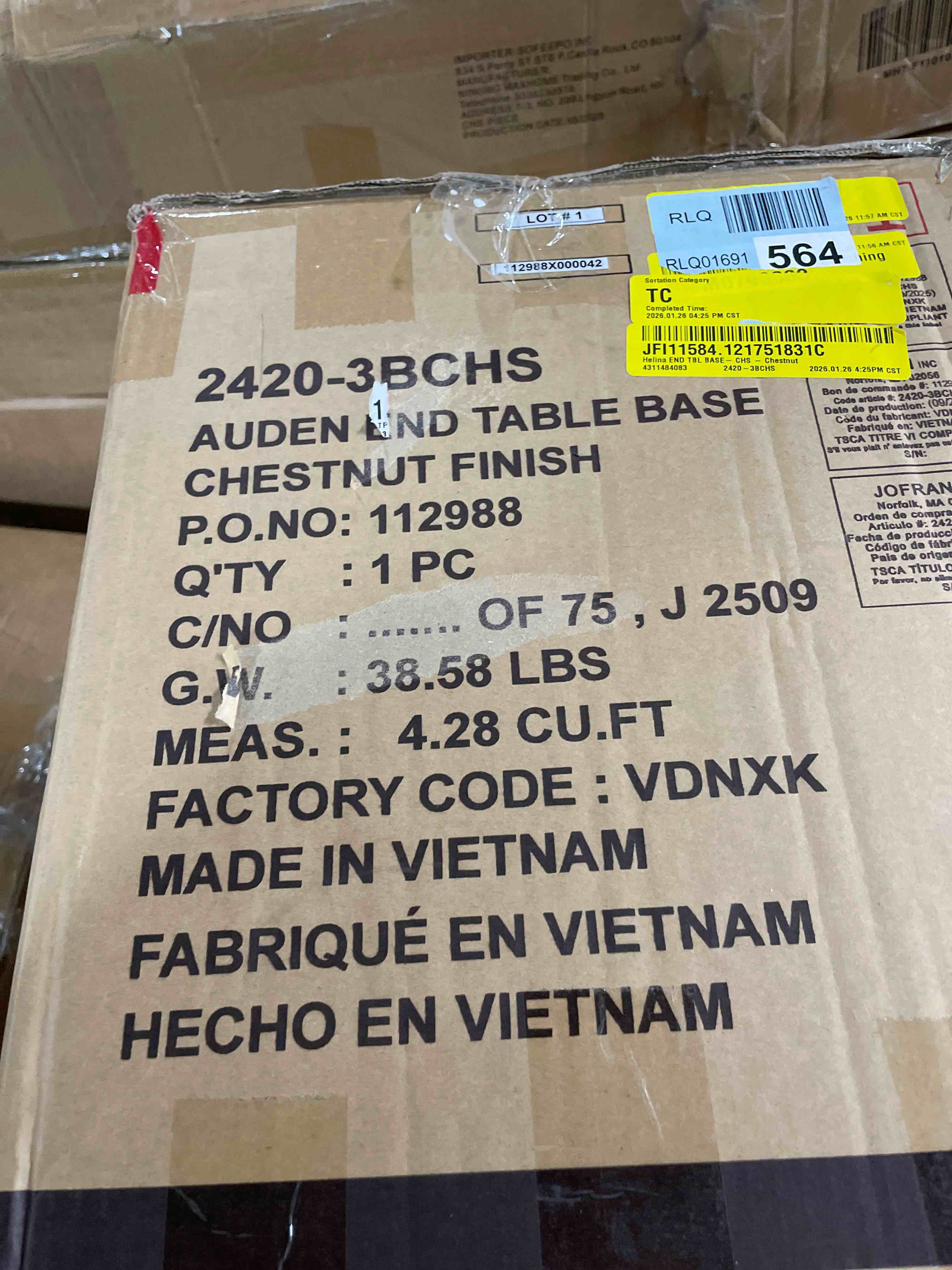 Condition photo showing As Is for BASE ONLY Helina END TBL BASECHS - Chestnut