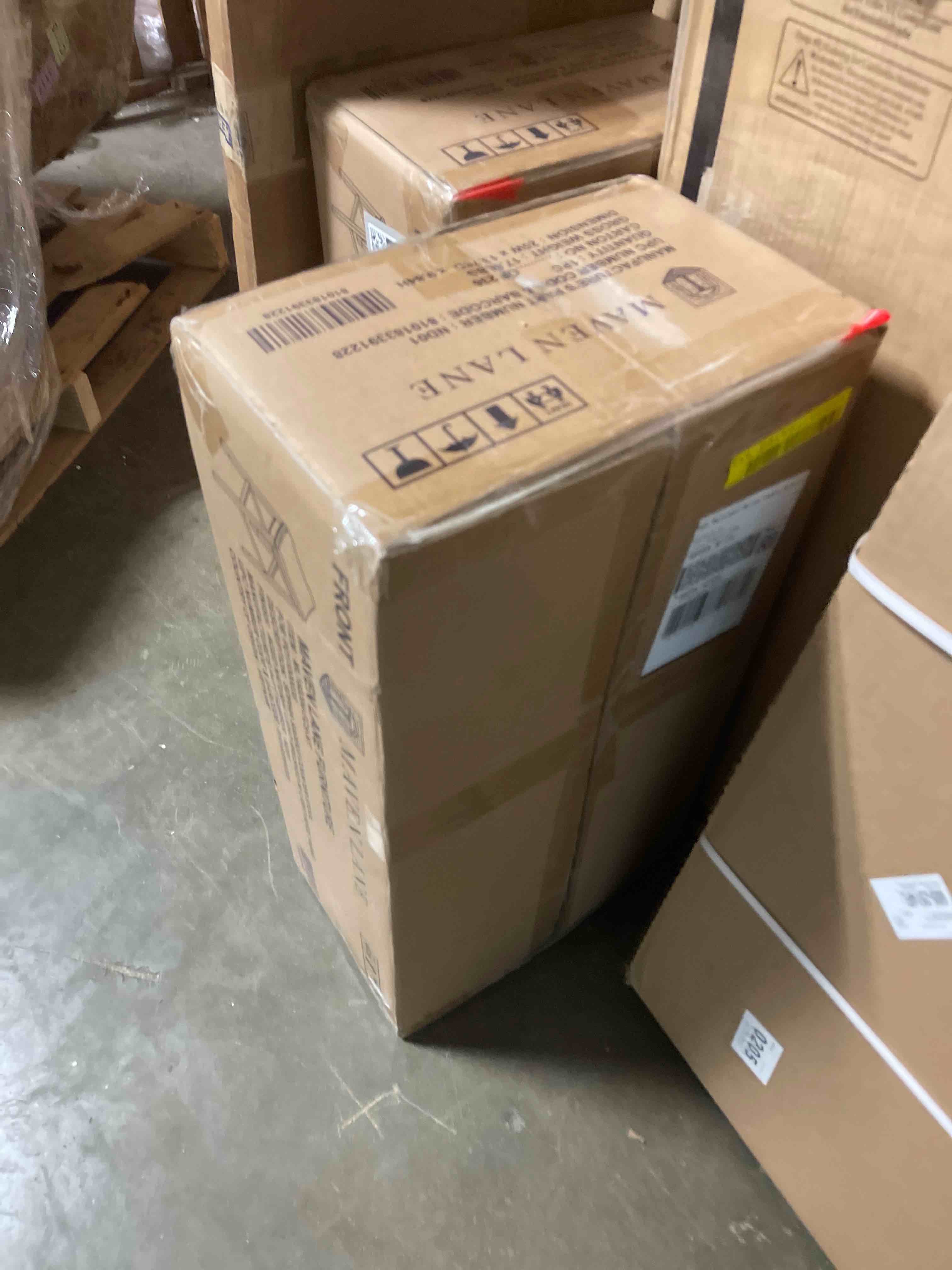 Condition photo showing New/Like New for Maven Lane Sophia Backless Counter Stool 26 Inches – Saddle Stool with Footrest – Natural Solid Wood and Natural Fabric Upholstery – Ideal for Kitchen Islands and Counters