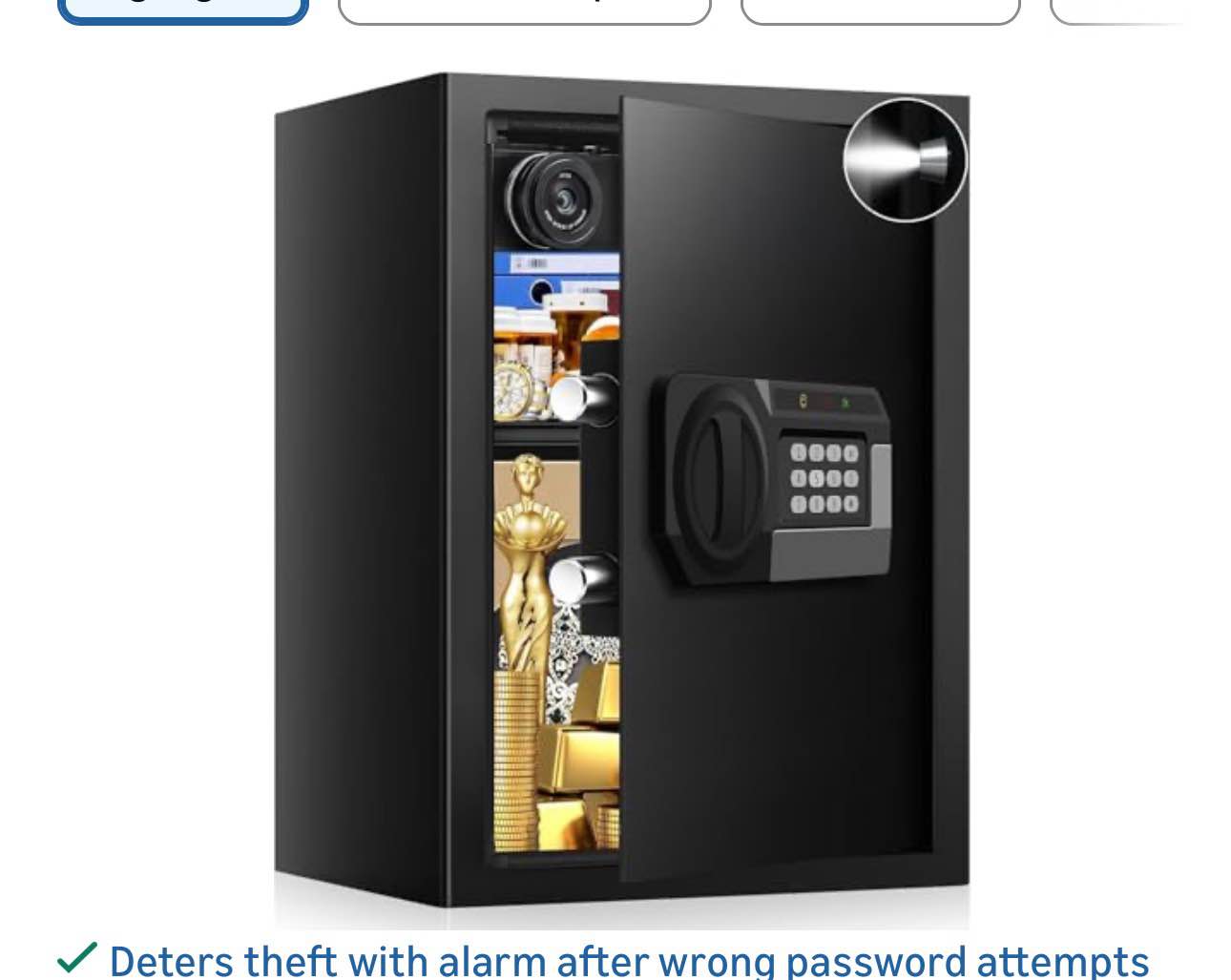 3.4 cub large safes for home use fire and water proof, anti-theft digital security safe box with electronic keypad and key, fire proof safe for home documents firearm medicine money valuables