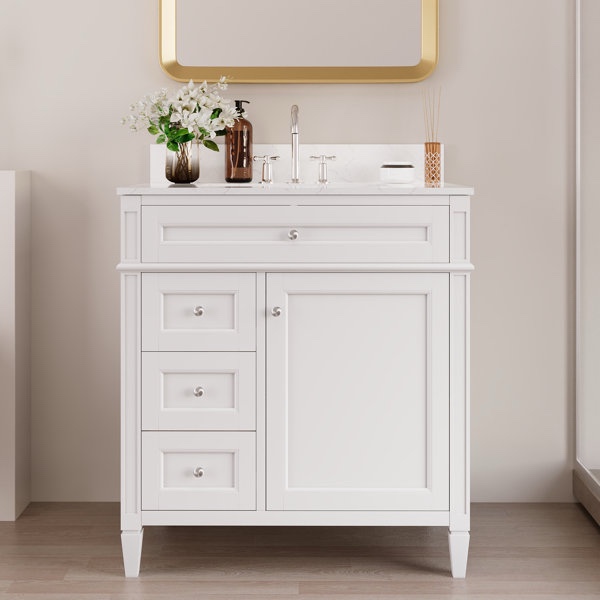 30" fully assembled single bathroom vanity with backsplash, 2 colors