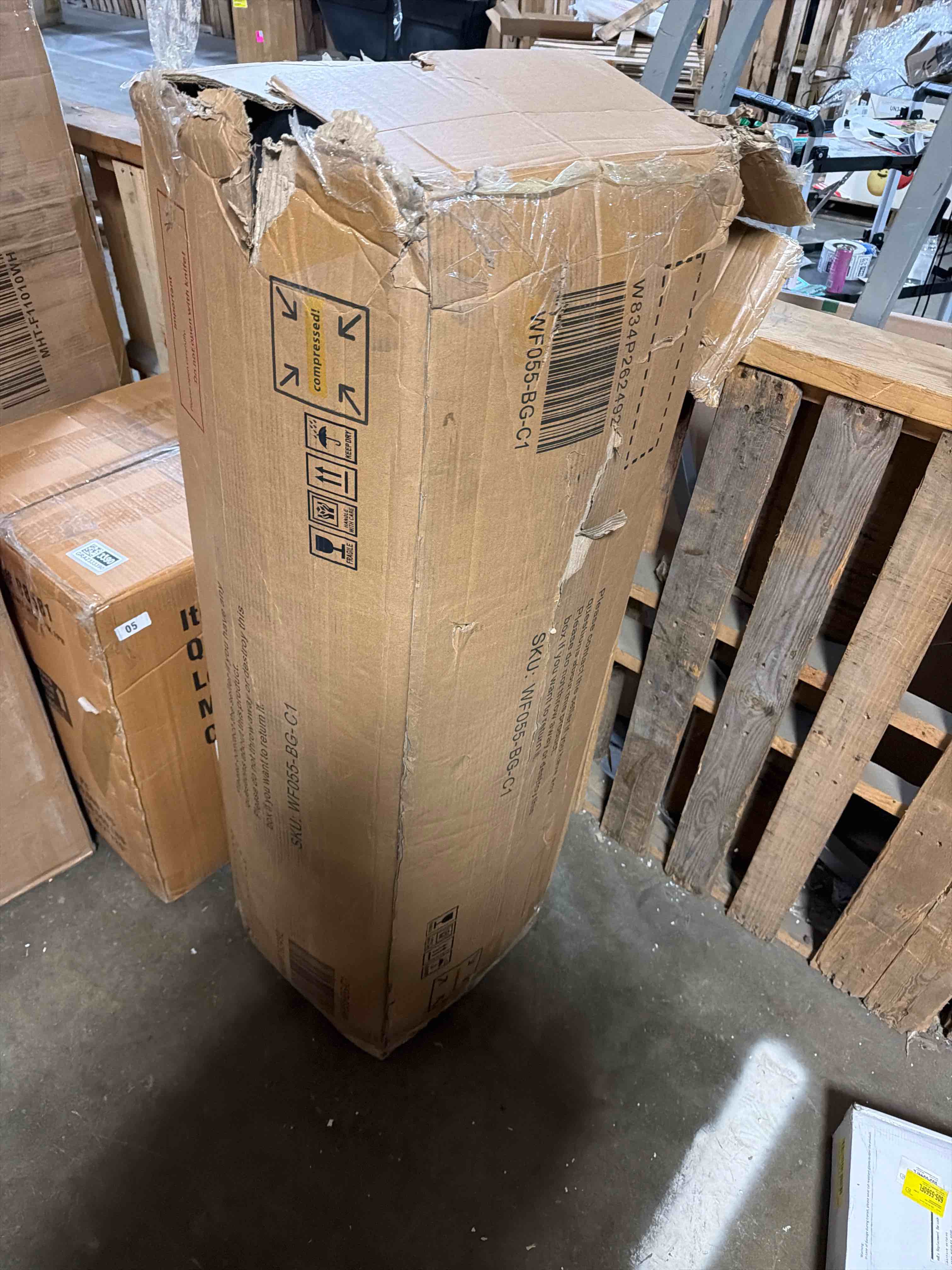 Condition photo showing As Is for Oversized Comfort Modular Upholstered Sofa , With Pillows