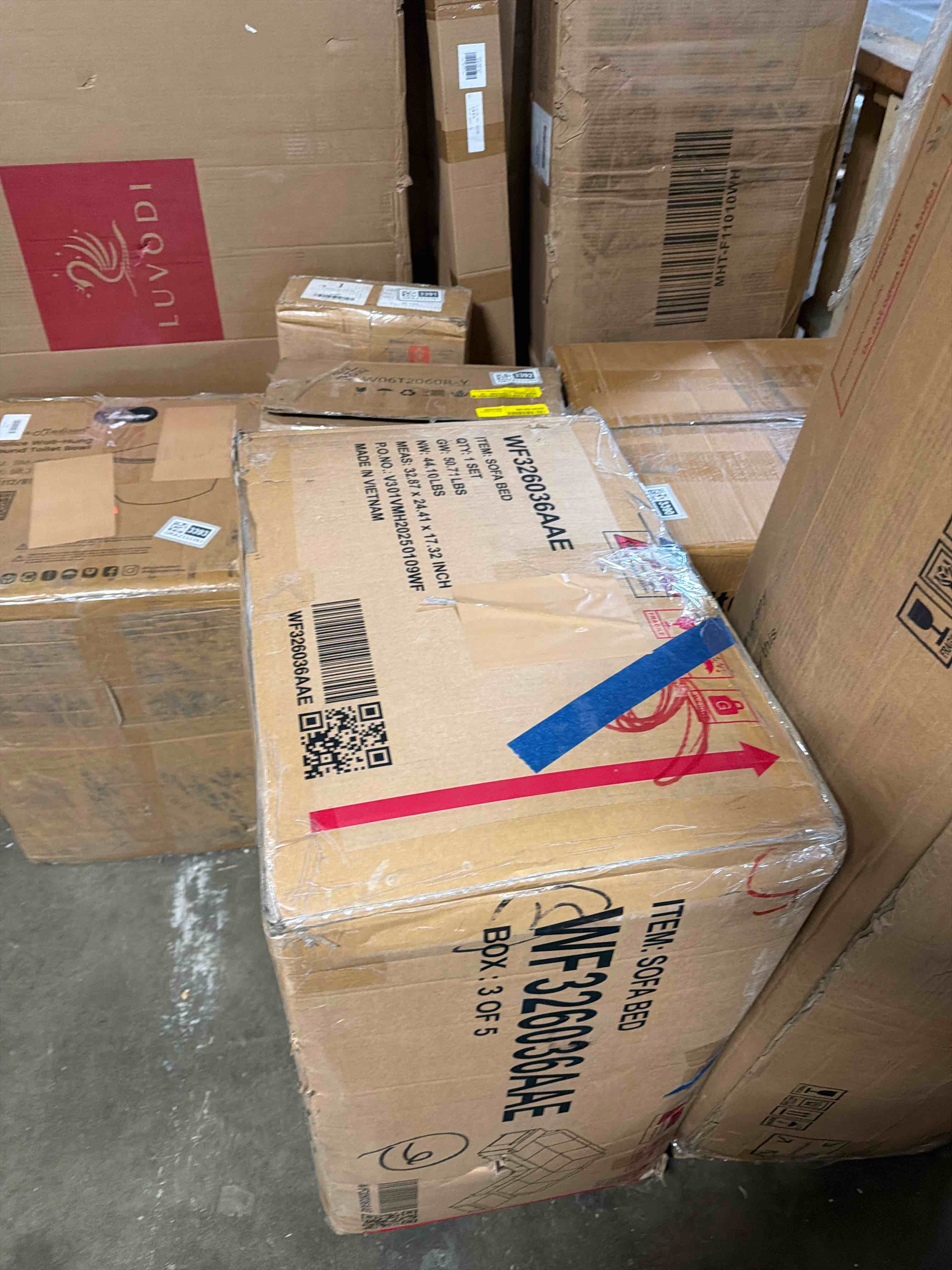 Condition photo showing As Is for Sectional Sleeper Sofa with Pull Out Bed, Chenille Modular U-Shaped Couch with Storage & Ottoman