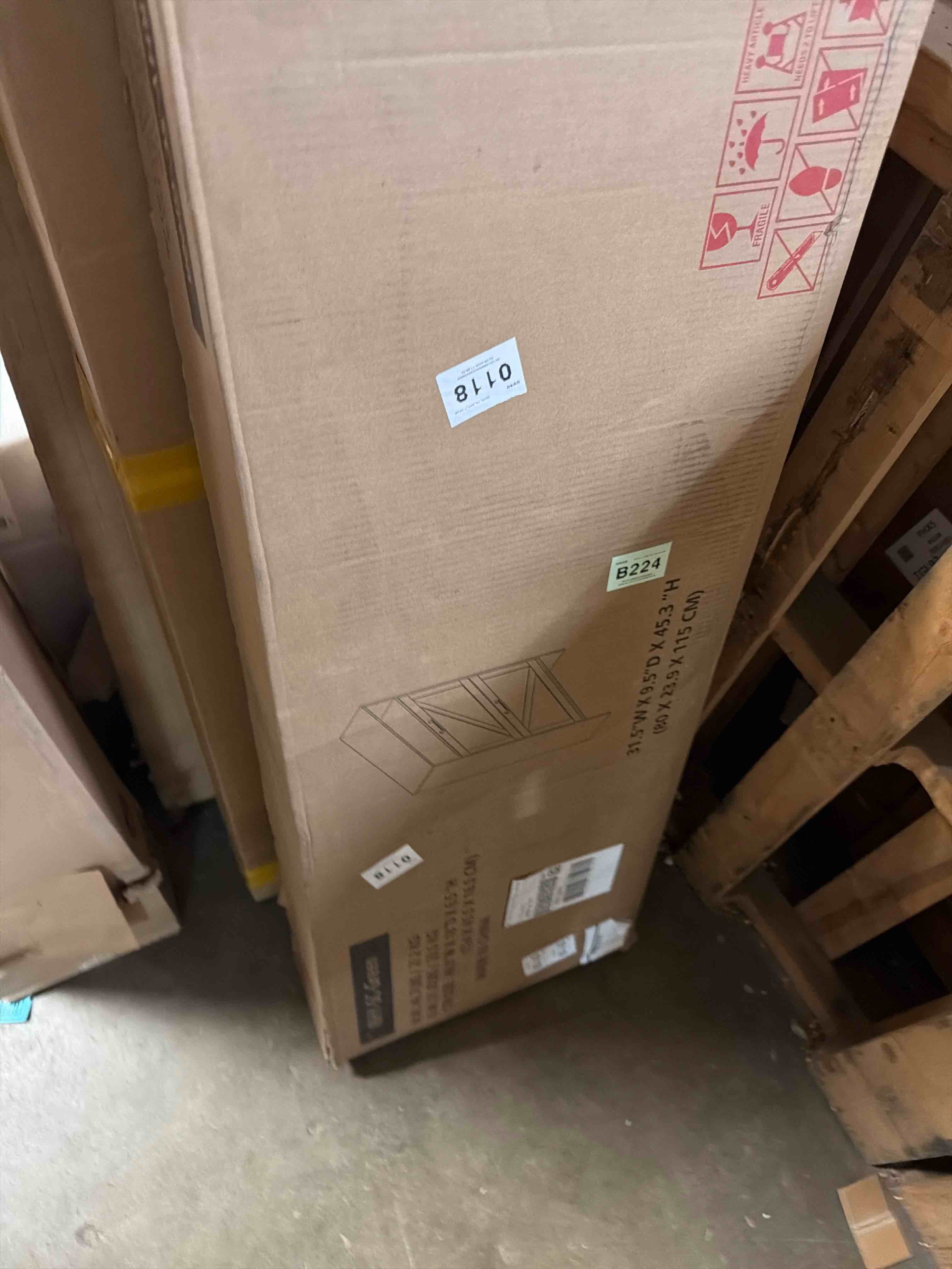 Condition photo showing As Is for Bathroom Storage Cabinet With Two Doors And Drawers, Adjustable Shelf, Durable MDF Board, Water-Resistant Finish, Ideal For Organized Living