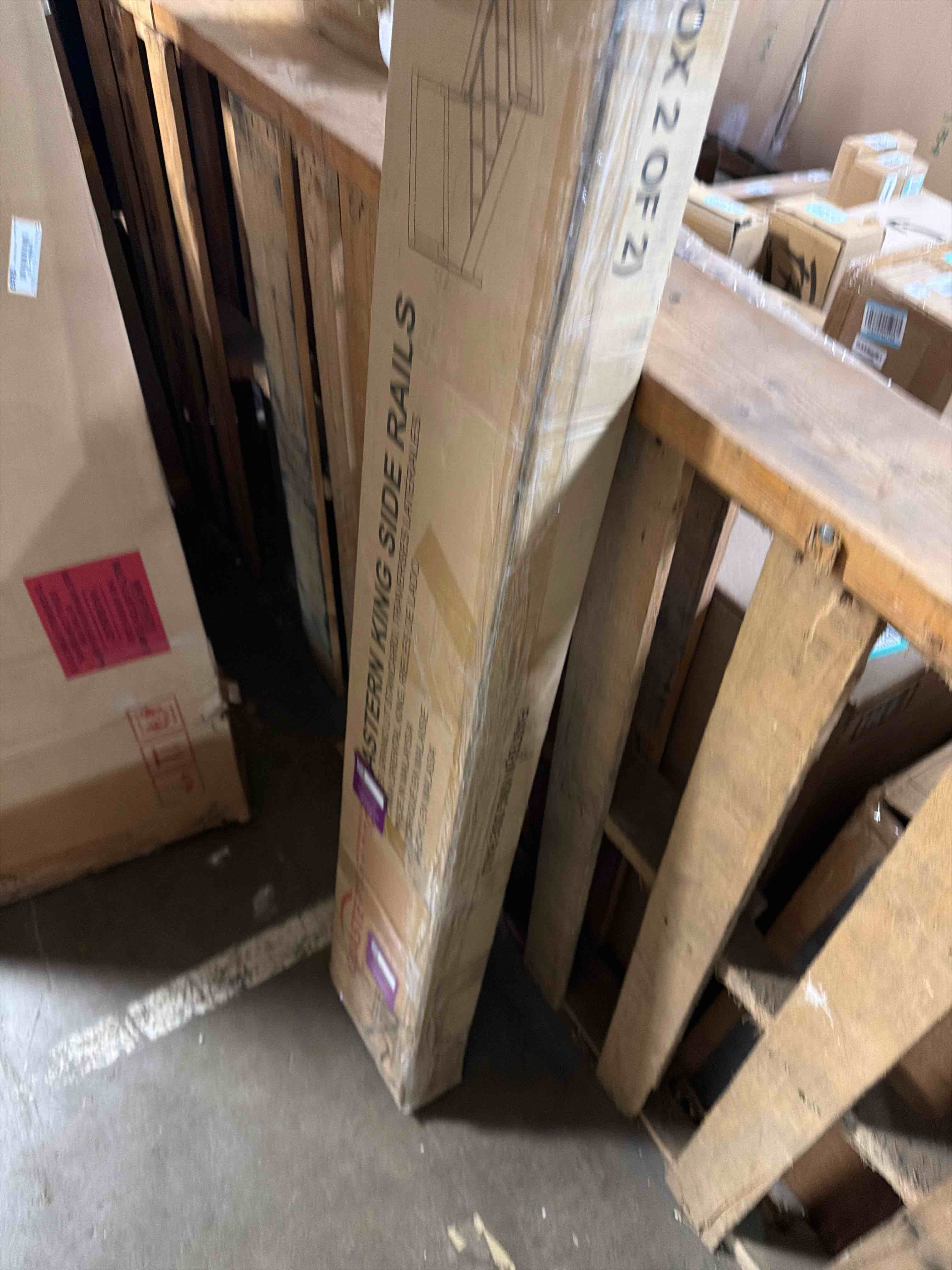 Condition photo showing As Is for Upholstered Eastern King Flame Visualizer Bed