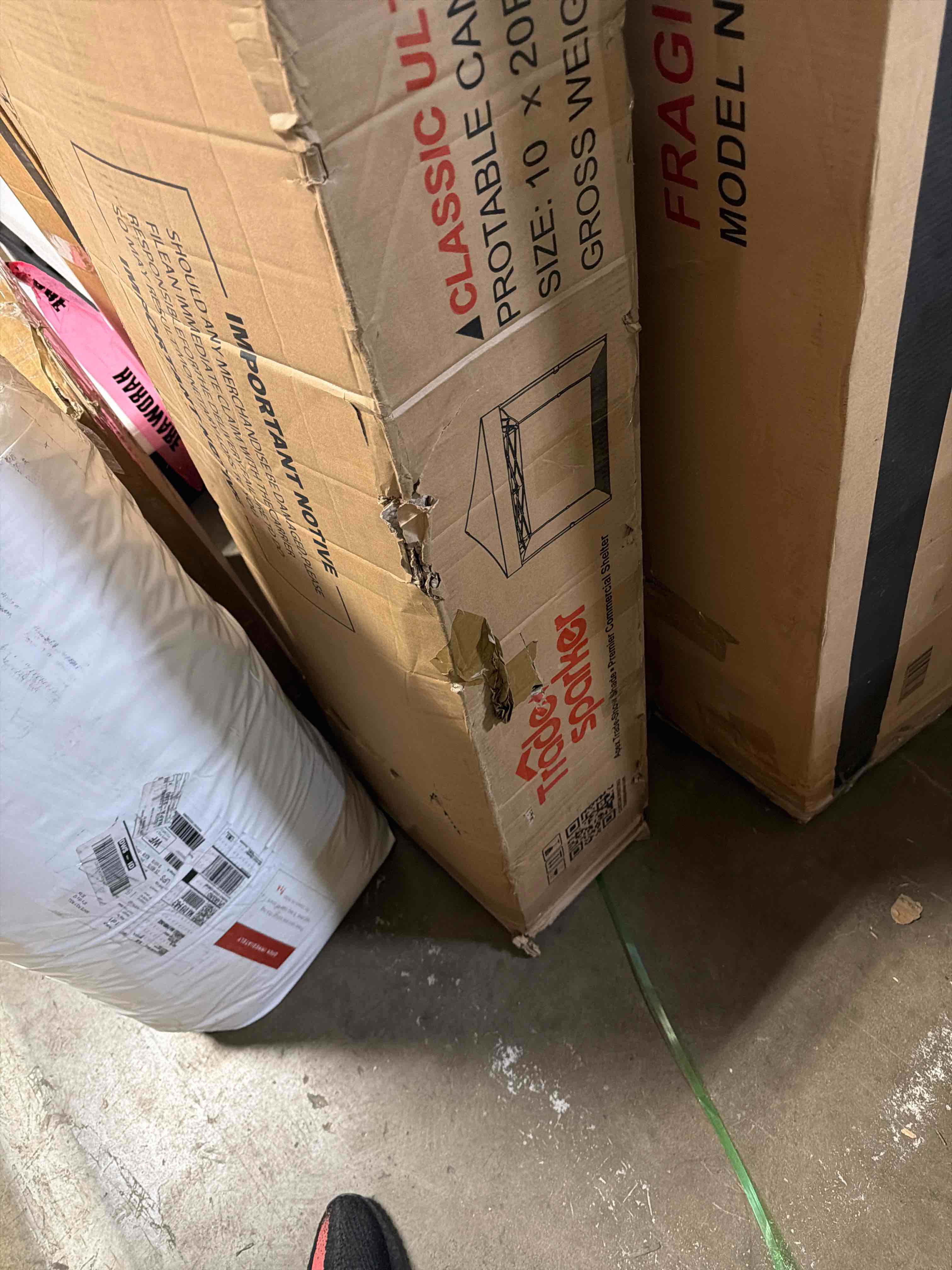 Condition photo showing As Is for Tradesparker 10x20 Commercial Pop Up Canopy Replacement Top-Windproof D-Rings+Banner Grommets+Loop Pile Wall System,Ez Canopy Cover ONLY-Frame/Side Walls NOT Included(White) 10x20 White